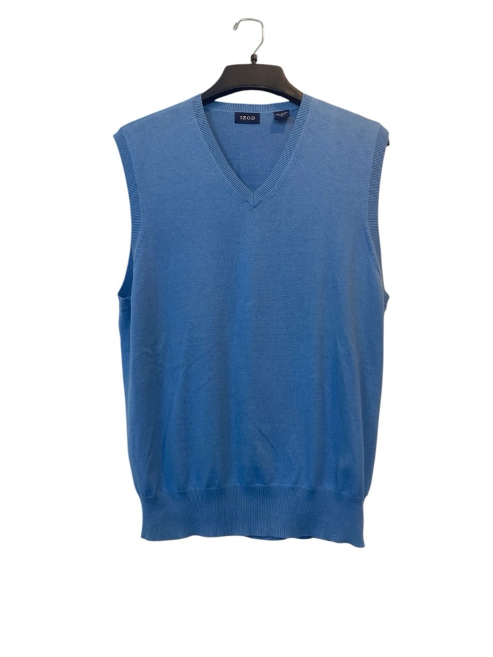 IZOD Classic Men's size Large Cotton sky blue v neck knit sweater vest